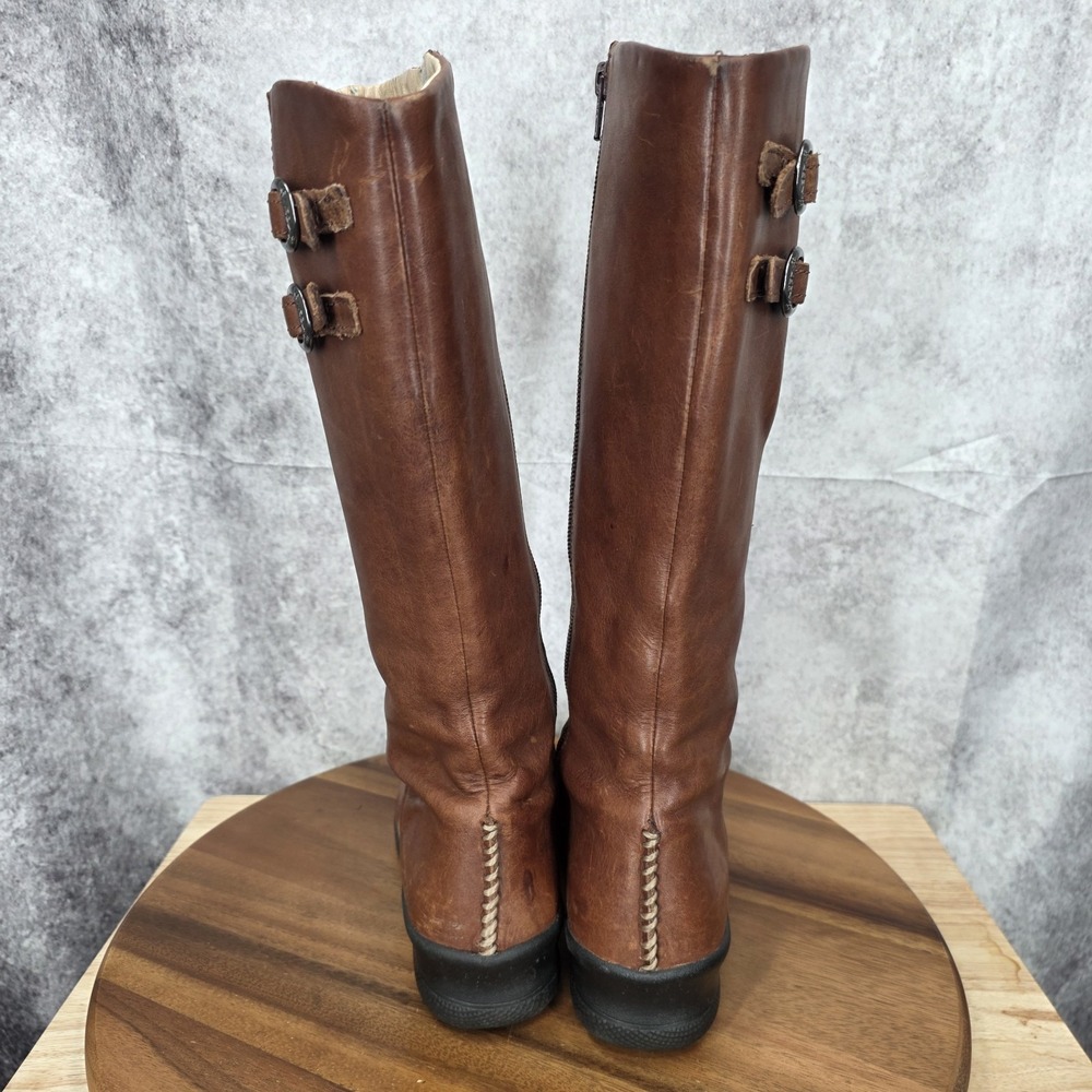 Keen Riding Boots Womens 6.5 Bern Baby Bern Brown Leather Knee High Wedge - Picture 9 of 14